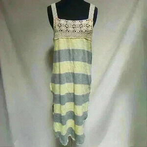 We The Free Medium Luca Crochet‎ Bodice Merida Combo Stripe Knit Dress Or Top